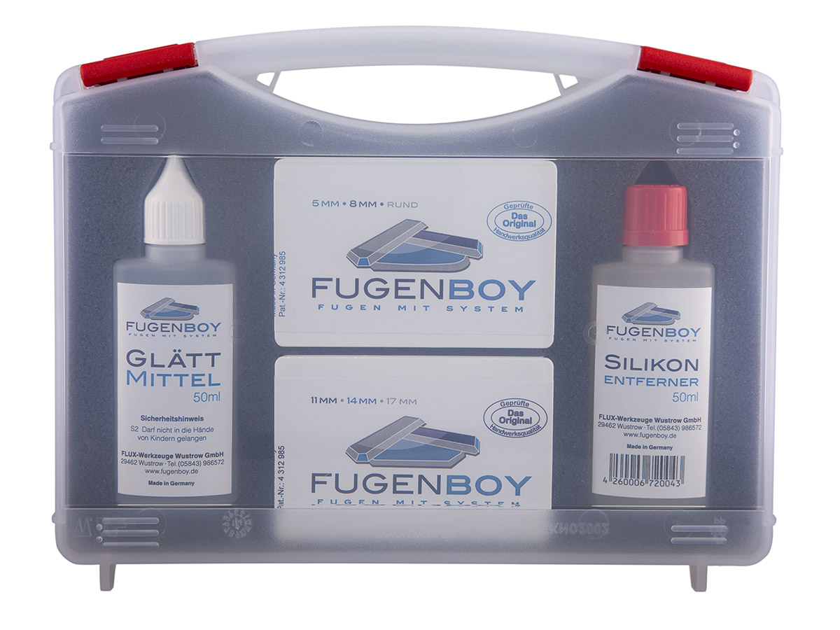 fugenboy-profi-koffer-pk10357163e84a3957 Coffret professionnel (tous les outils à joint - dissolvant pour silicone - agent de lissage)